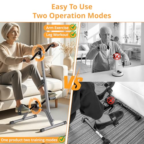 Image of Adjustable Legs Arms Pedal Exerciser Bike for Seniors - Hand Arm Leg and Knee Therapy, Stroke Recovery, Portable Fitness Equipment for Total Body Workout Cardio Exercise - Great Gift for Elderly Rehab