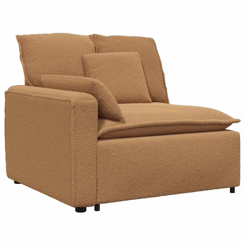 Sofá modular con cojín beige, tapizado en tejido de lana de cordero, 324 x 105 x 64 cm, sofá de 3 piezas con reposabrazos, asiento y respaldo