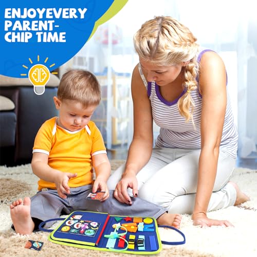 Image of Toddler Busy Board, Montessori Sensory Toys for Boys, 3-8 Year Old Girl Toddler Travel Toys, Educational Learning Activities Board for Motor Skills, Birthday Gifts for Airplane Car, Pink