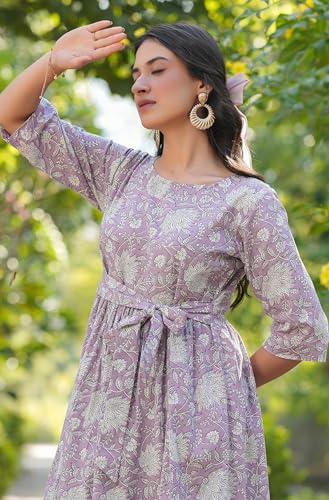 Image of Janasya Women's Pure Cotton Floral Printed Tiered Dress