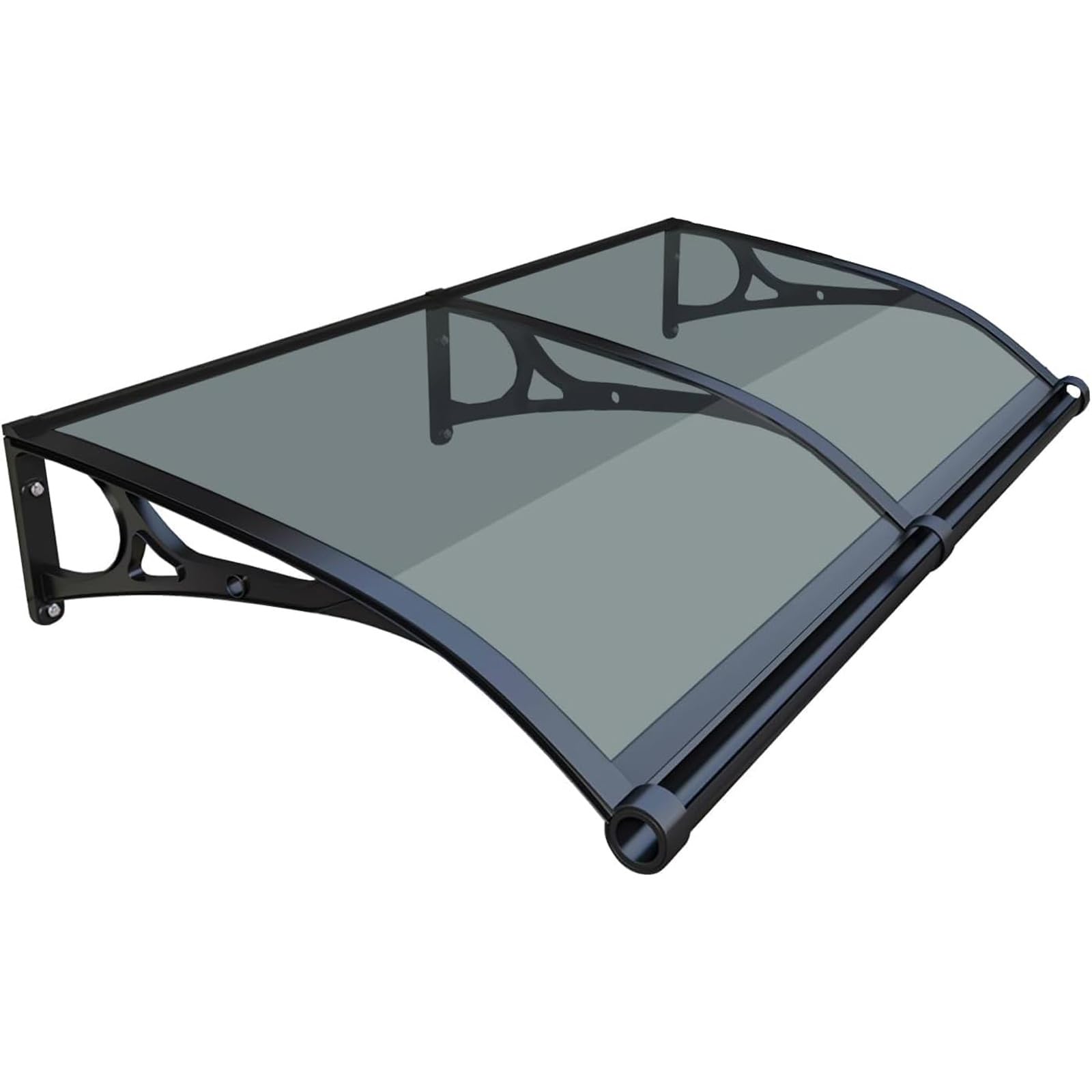 MSHGSKU Gray Front Door Canopy, UV/Water/Rain/Snow Protection Awning, Outdoor Door Overhang with Drainage, Metal Bracket, 80x120cm, Perfect for Patios and Entrances