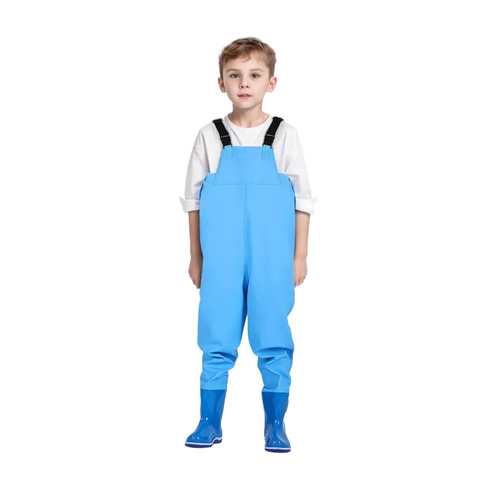 Pantaloni Impermeabili con Bretelle per Bambini, da Pesca e da Gioco, con Stivali, per Caccia e Pesca, per Bambini (Blu 11)