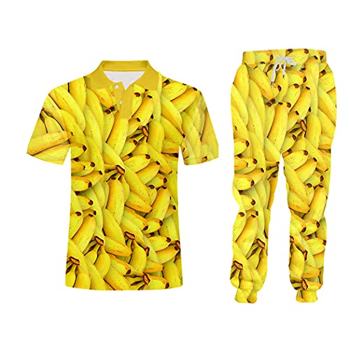 Ensembles d'été unisexe 3D tank fruit banane combinaison 2 pièces avec sweat gilet short M