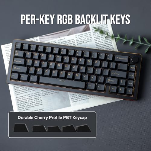 EPOMAKER Tide65 Upgraded QMK/VIA Wireless Gaming Keyboard, 65% Aluminum Mechanical Keyboard, Programmable Creamy Keyboard with FR4 Plate, Bluetooth/2.4Ghz/USB-C, RGB Backlit (Black) - Thumbnail 6
