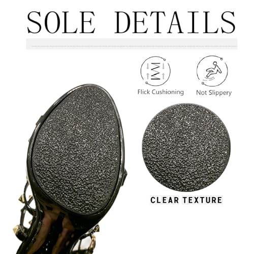 Women's Studded Strappy Leather Stilettos Sandals with Adjustable Ankle Buckle Sexy Open Pointed Toe Non-slip Platform Roman High Heels Pumps for Party Prom Dating Dress Shoes4