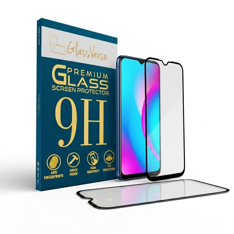 Image of GlassVerse 9H Gorilla Tempered Glass for Realme C15 | HD Clarity Screen Protector, Ultra Strong 9H Protection, Edge to Edge, Case Friendly, Hassle-less Installation Kit Included. (Pack of 2)
