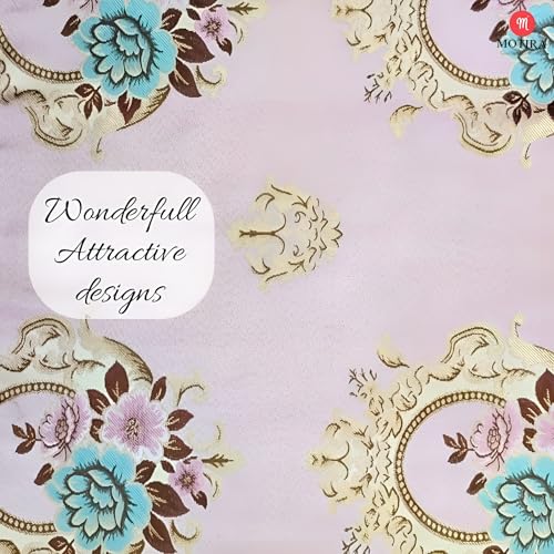 Image of Fridge Top Cover by Motira - Floral Embroidered Protector with 6 Utility Pockets and Tassels, Washable Fabric 54 x 120 CM (Pink).