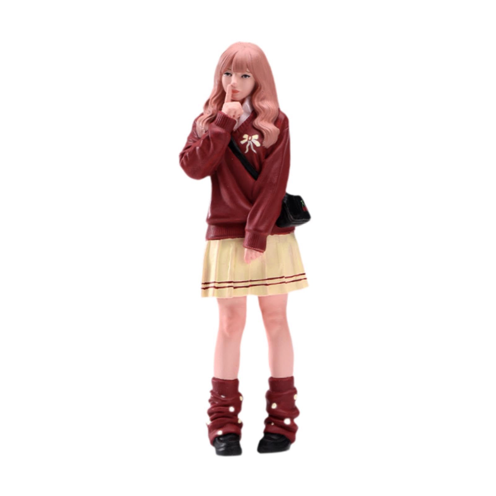Sharplace Figura in 1/24, Ragazza Dipinta a Mano con Capelli Rosa, Oggetto di Scena per Film, Micro Paesaggio Casual, Accessorio per Diorama Fai da Te,