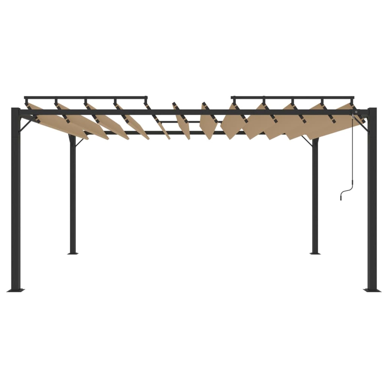 Pavillon mit Lamellendach, Gartenpavillon, Pop-Up Partyzelt, Festzelt, Pavillon, Garden Decoration, Canopy Tent, Lagerzelt, 3x4 m Taupe Stoff und Aluminium