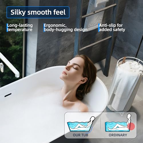 Image of 59 Inch Freestanding Bathtub, Acrylic, Deep Soaking Tub with Non-Slip Base, Modern Black Free Standing Tub for Bathrooms, cUPC Certified with Chrome Drain