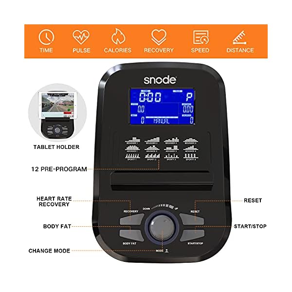 SNODE Elliptical Exercise Machine, Elliptical Training Machine with Free APP and Programmed Monitor, 32 Level Electromagnetic Resistance Eliptical Trainer with Heart Rate Alert&recovery, Body Fat , LCD Display