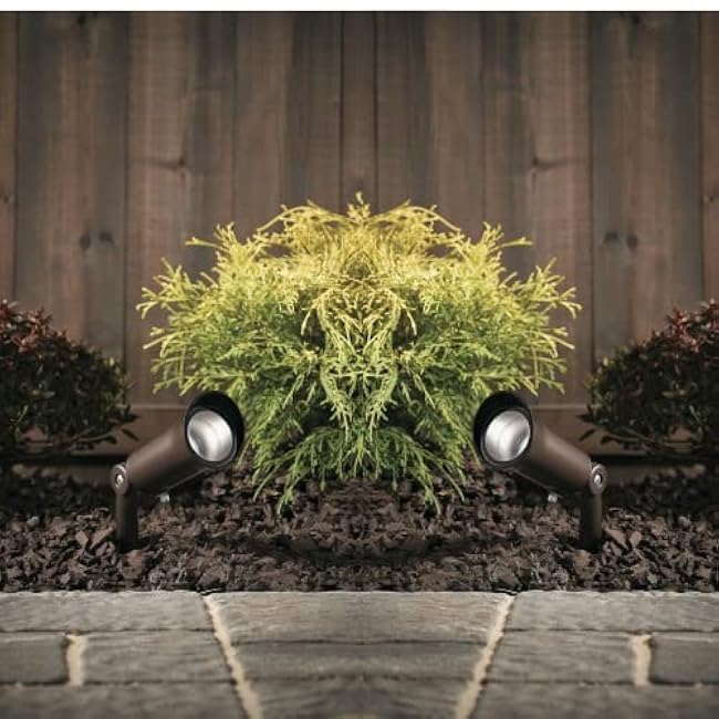 Kichler Landscape 28311 - Showscape 3 Watt Olde Bronze MR11 LED Low Voltage Hardwired Spot Light - 12 Volts - 250 Lumens - 3000K (4 Pack of Spot Lights)