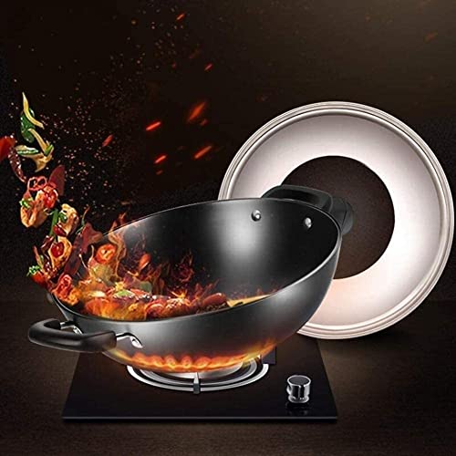 Wok Pan Nonstick con tapa Fondo plano Hierro fundido miniatura 2