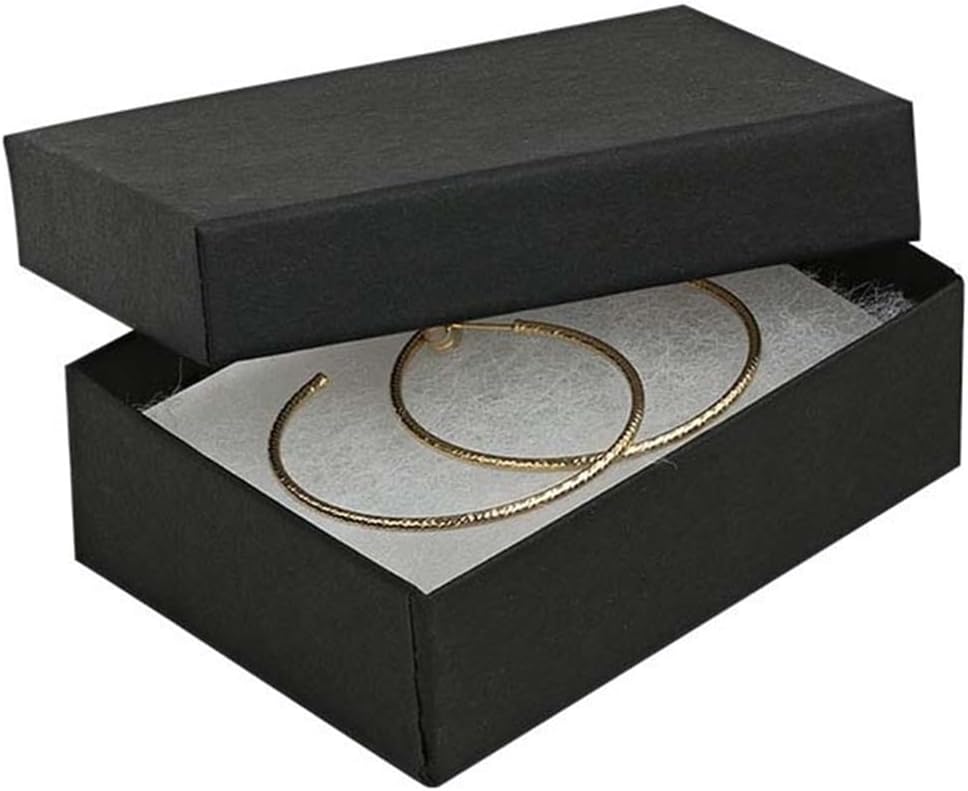RJ Displays 100 Pack Premium Cardboard Jewelry Boxes with Cotton Filled Bulk Assorted Small Gift Boxes for Necklaces, Bracelets & Earrings (Black Matte)-Premium bulk small gift box 3.25x2.25x1 Inches