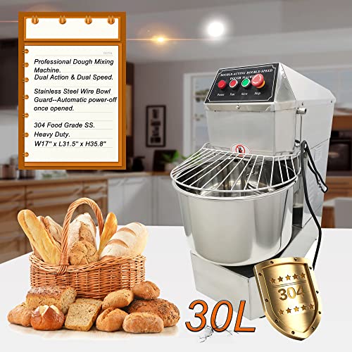 TECHTONGDA 30L Commercial Dough Mixer Machine Stainless Steel Stand
