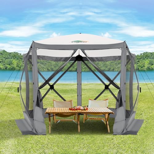 Image of COBIZI 10x10 FT Pop up Gazebo, Popup Canopy Tent,Instant Screened in Gazebos, Waterproof Portable Outdoor Small Screen Tents Sun Shelter,carpas para Patio for Camping, Garden and Backyard,Gray