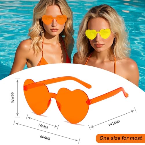 Heart Glasses 24 PCS Heart Sunglasses Bulk Rimless Cute Fun Sunglasses for Valentine Bachelorette Birthday Photo3