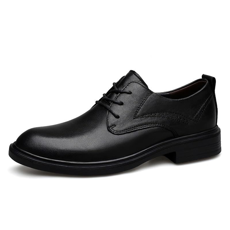 Dress Shoes for Men Lace Up Round Toe PU Leather Derby Shoes Rubber Sole Anti-Slip Slip Resistant Block Heel Low Top Business2