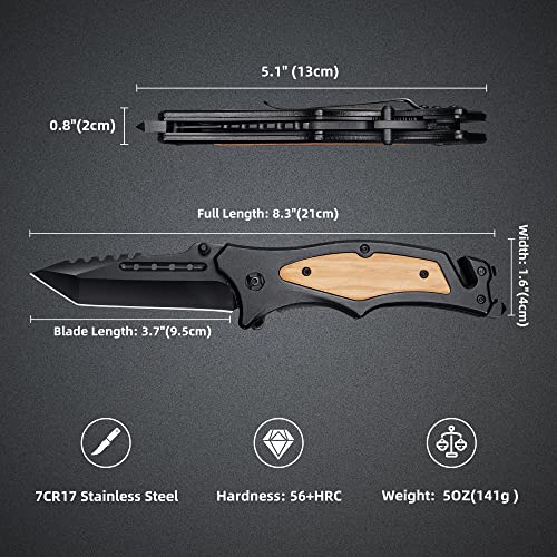 GVDV Pocket Knife Folding Knives - 5 in 1 Utility Knife for Survival Camping Hunting Fishing, Christmas Day Gifts for Husband Dad Man