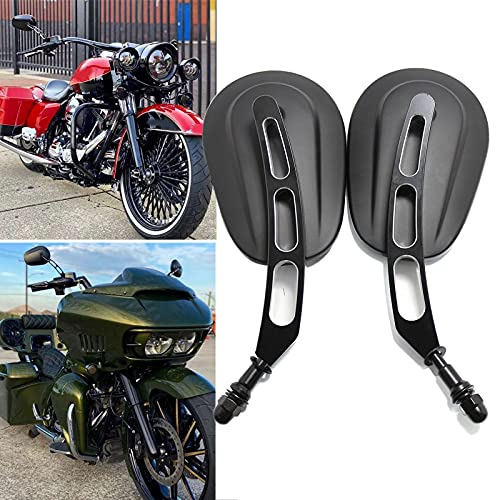 8mm Black Motorcycle Rearview Side Mirror Hollow styling Compatible with Harley Street Glide Road King Dyn Softail Bobber Cruiser Custom MT