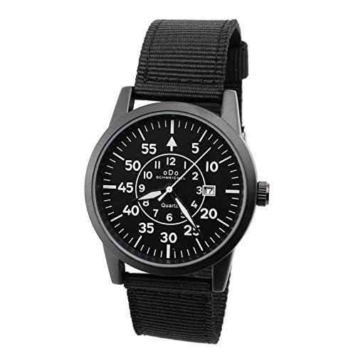 oDo Shmeichel Tactical Watch WW2 Luftwaffe Style Military Watch Full Black