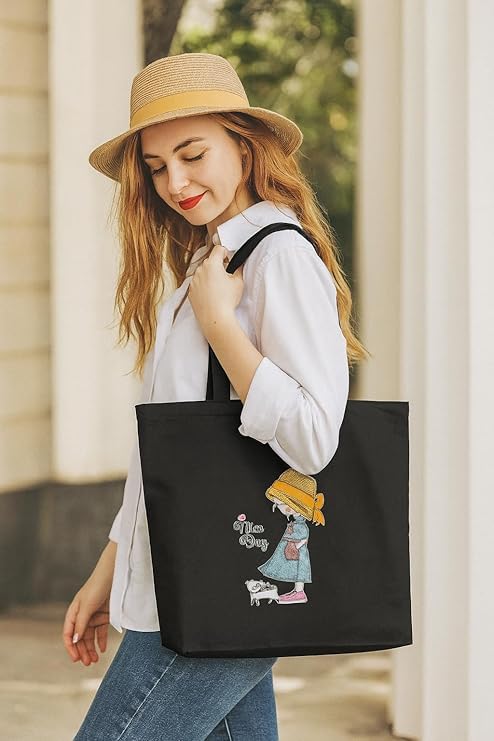 K2P Classic Tote Bags For Women Girls Canvas Handbag Zipper Large Capacity Fashion Bag For College Office 3