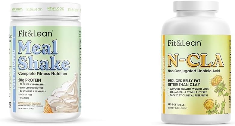 Fit & Lean Meal Shake, N-CLA Fat Burning Capsules, Protein, Fiber, Probiotics, 120 Servings