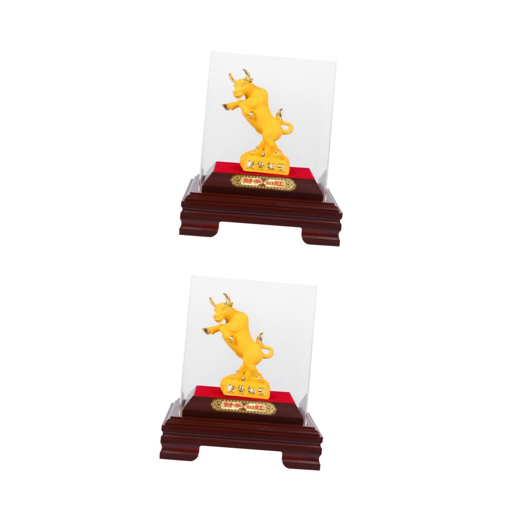 ULTECHNOVO 2stücke Chinesische -ox-Figurine Resin Dekorationsornament Für Schreibtisch Feng Shui Deko Für Und Glück