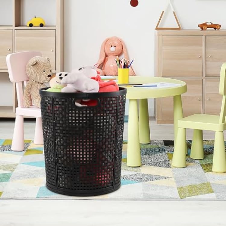Vababa 40 L Tall Plastic Laundry Basket, Plastic Clothes Laundry Hampers, Black