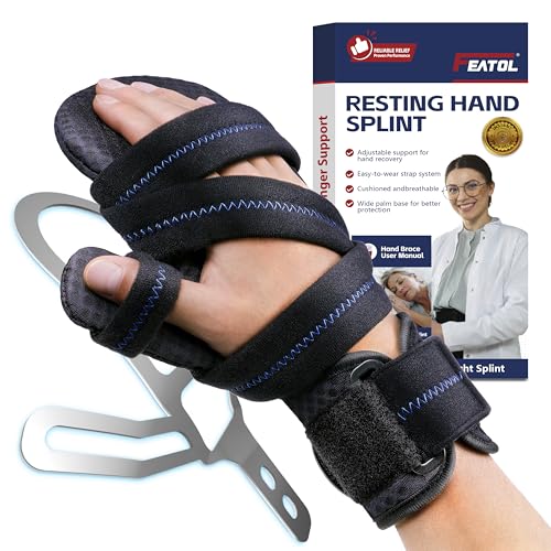 FEATOL Resting Hand Splint with Thumb Support for Men and Women Adjustable Night Hand Brace Splint for Carpal Tunnel Arthritis Tendinitis Stroke Recovery Right Small/Medium