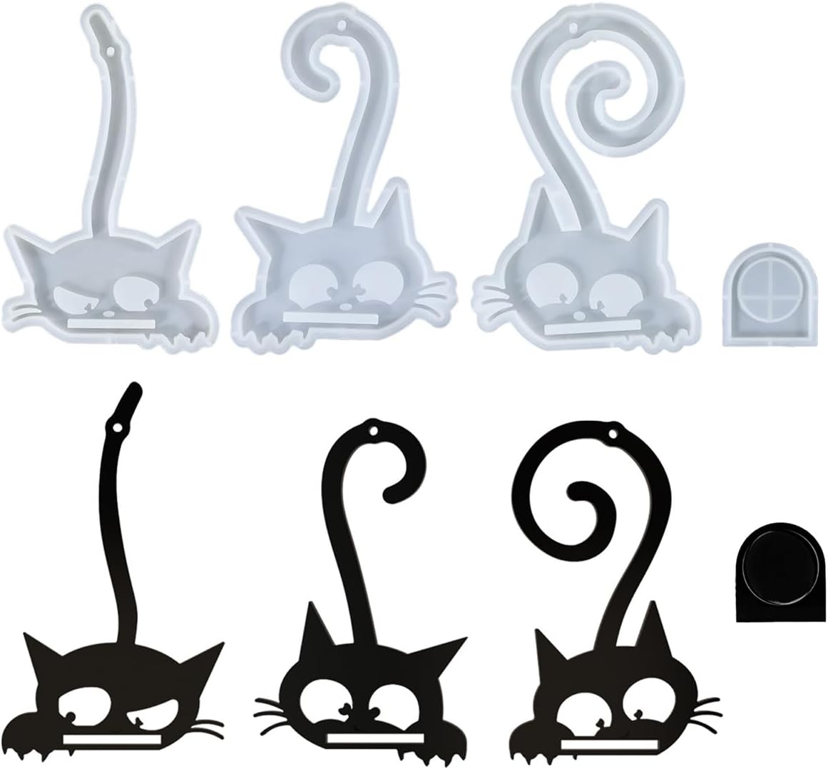 3Pcs Cat Silicone Molds Animal Epoxy Resin Candle Soap Molds, for DIY Crafts Candle Holder Mold, Party, Home Decor