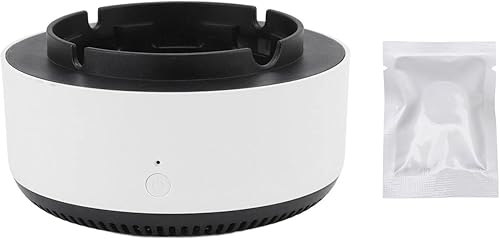 Miniatura 7 de Rosvola Cenicero inteligente, sin humo, compacto de bajo ruido, con tableta de aromaterapia para oficina (blanco negro)