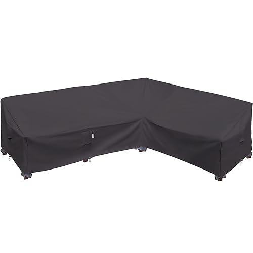 Heavy Duty Outdoor Sectional Sofa Cover, 115"X83" L-Shaped Waterproof 600D