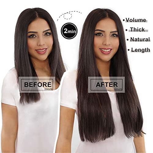 Docute Natural Black Clip In Hair Extensions Black Women 4 Pieces, Full Head Long Straight Hair Extensions Clip Ins Double Weft Thick Hair Extensions Hair Classic Pieces (26", Natural Black) #TOP3
