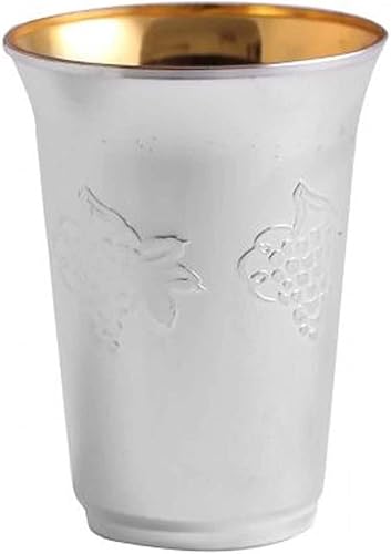 Nicole Fantini Decor Diamond - Taza de vino plateado con platillos de 5 onzas 5 juegospaquete para Pascua y todas las fiestas judías