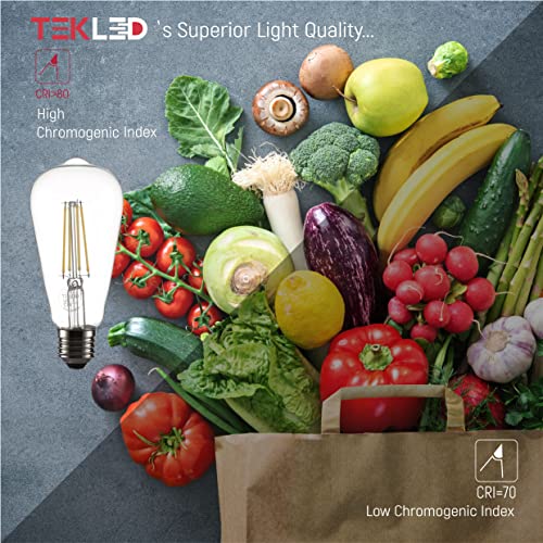 TEKLED® ST64 Filament Vintage LED Bulbs | E27 Edison Screw | Energy Saving 6.5W Light Bulb 60W Equivalent | NONDIMMABLE Clear 4000K 470LM | 4-Pack | Cool White. - Image 6