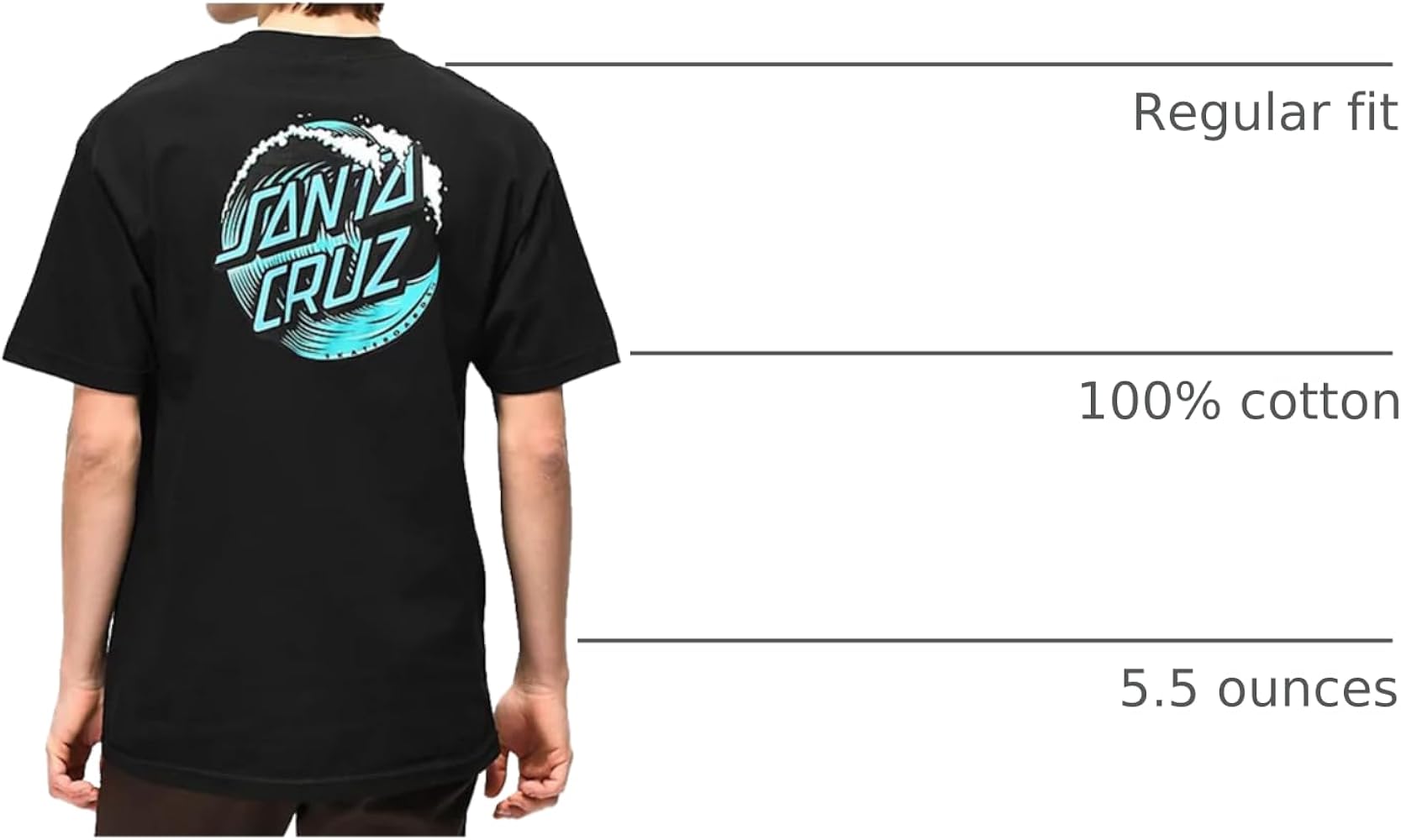 Amazon.com: SANTA CRUZ Wave Dot S/S Midweight T-Shirt Black XL