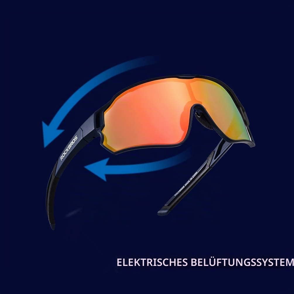 ROCKBROS Fahrradbrille Polarisierte Sonnenbrille Sportbrille Radbrille Herren Damen mit UV400-Schutz TR90-Rahmen für Outdoor-Sport Radfahren Laufen
