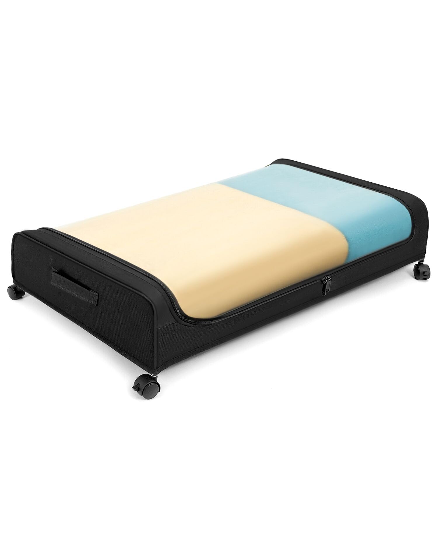 QWORK® Pack de 2 cajas de almacenaje debajo de la cama con ruedas, con tapa transparente y estructura de metal (80x40x18 cm)