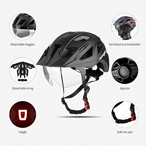 SUNRIMOON Adult Bike Helmet Cycling Helmets Mountain & Road Bicycle Helmets with USB Rechargeable Rear Light Detachable… - Image 8