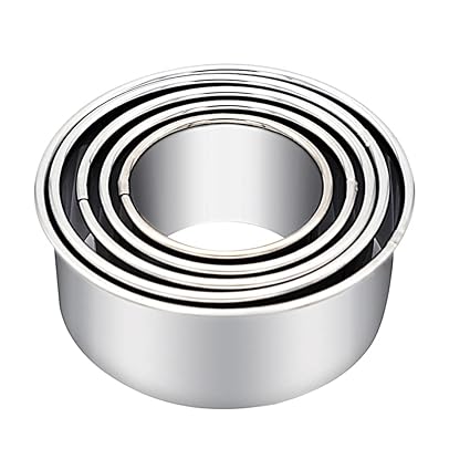 Biscuit Cutters, Round Cookie Cutters/Stainless Steel Dumpling Skin Cutters/Cake Pastry Cutters/Cake Cookie Scone Cutters Molds stamps for Cooking Baking (5Pcs, Plain Edge)