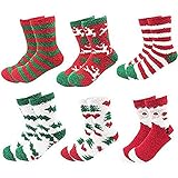 Padgene 6 Pairs Pack Womens Christmas Warm Butter Soft Fuzzy Socks Crew Socks