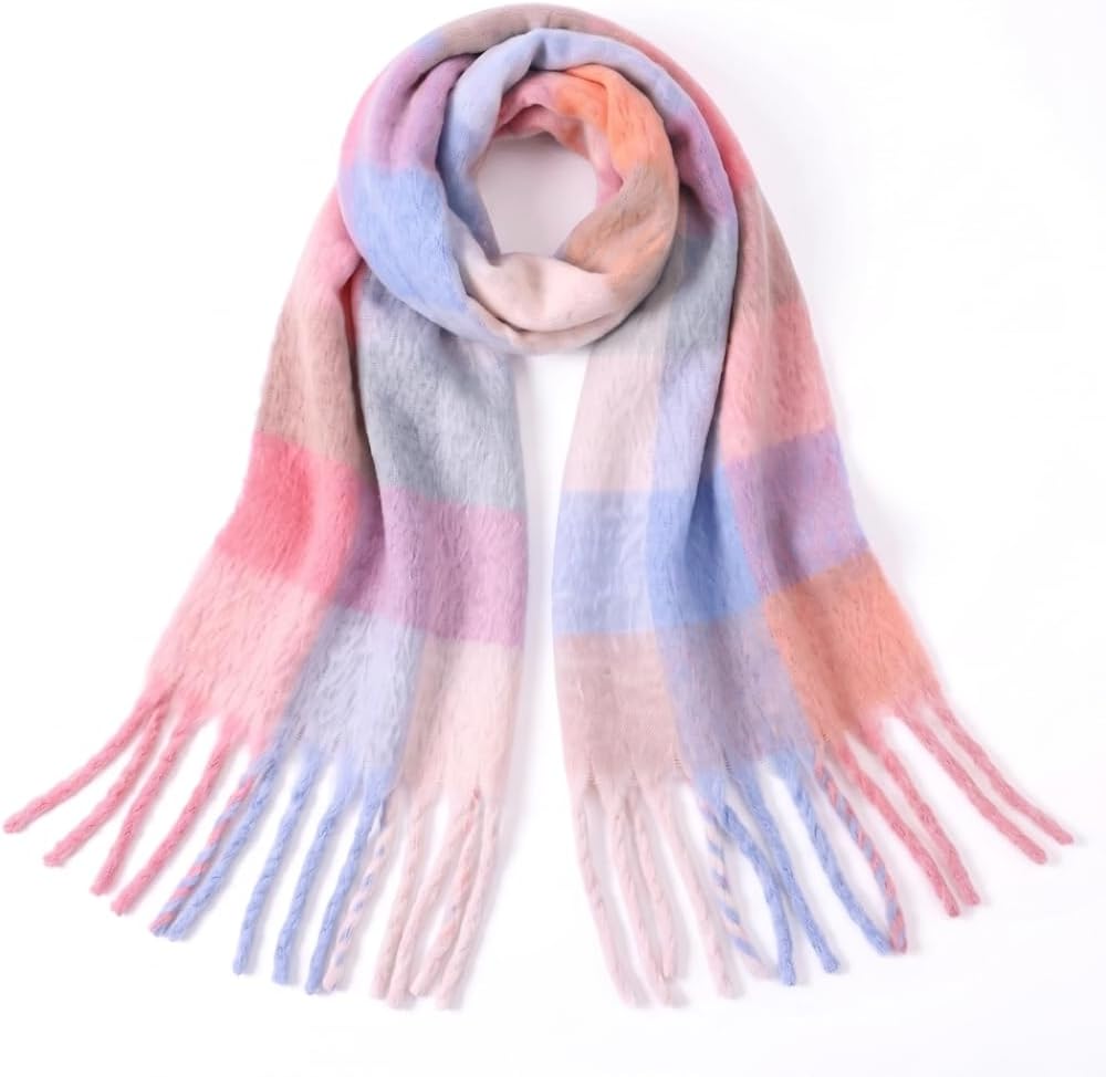 Chunky Scarf for Women Winter - Big Thick Plaid Scarves,Colorful Large Long Blanket Wrap for Cold Weather