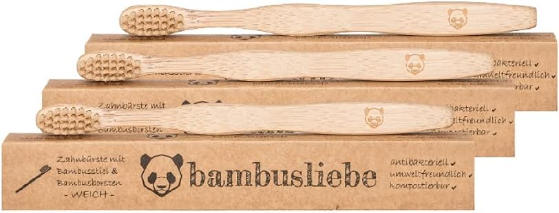“Bambusliebe”, Bamboo Toothbrush, Pack of 1/3/10 pieces, Sustainable, Vegan, Anti-Bacterial, BPA Free.