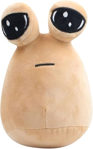 BULINGNA Lindo peluche de Pou de dibujos animados, juguete de peluche de Alien Pou, regalo de cumpleaños para niños y adultos (caqui, 8.66 pulgadas)