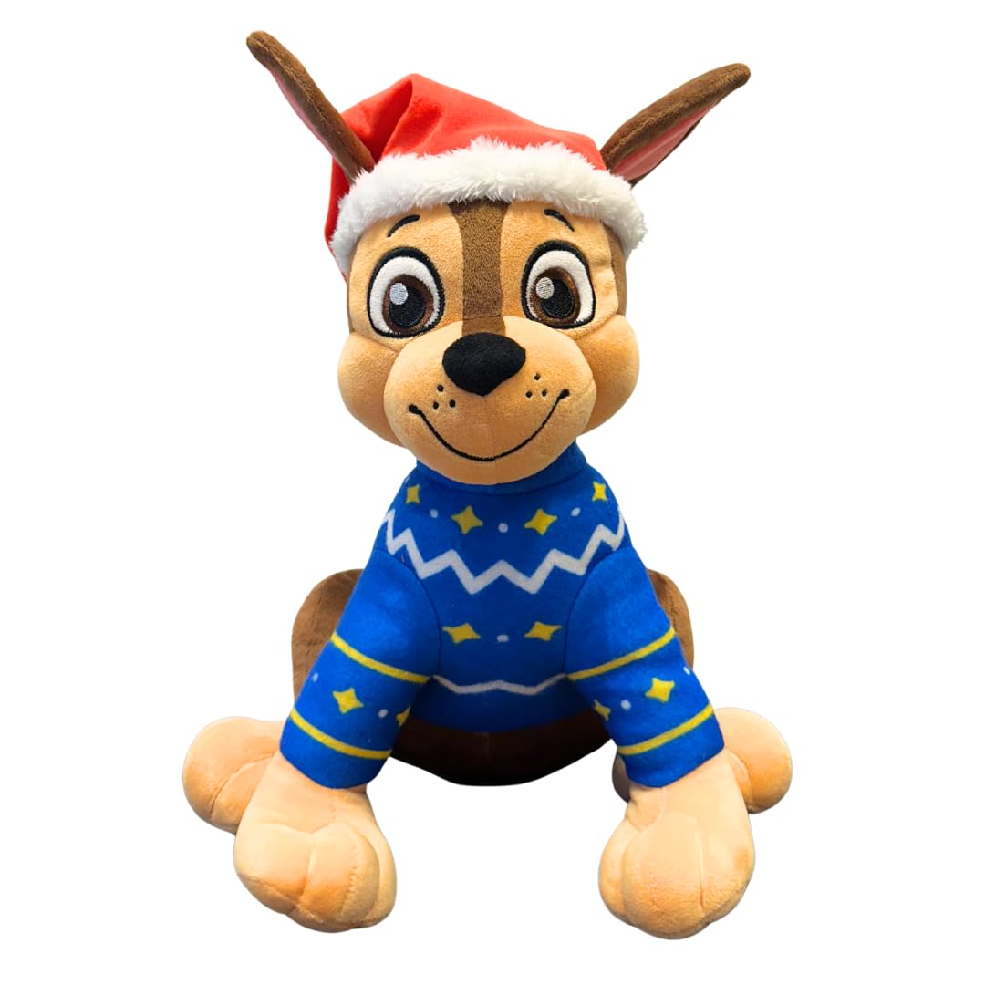 Paw Patrol Chase Holiday Kids Bedding Super Soft Plush Cuddle Pillow Buddy, (Officially Licensed Product) By Franco