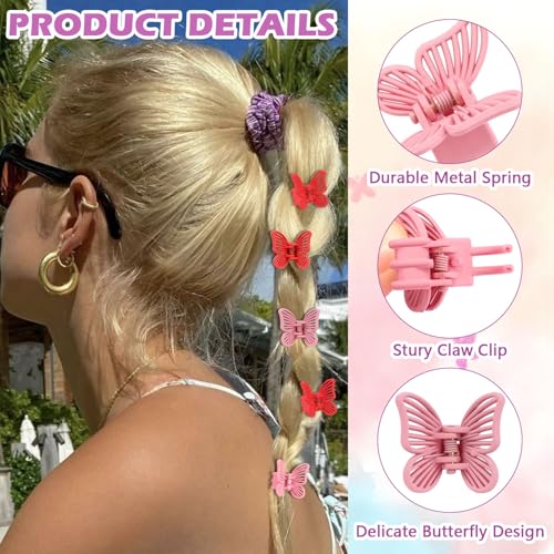 Pack de 24 Pinzas Pequeñas Mariposa en Rojo y Rosa miniatura 3