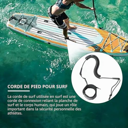Moling Sup Leash,Laisse Planche de Surf 10ft, Stand up Paddle Board Accessoires (Bleu) – vue 5