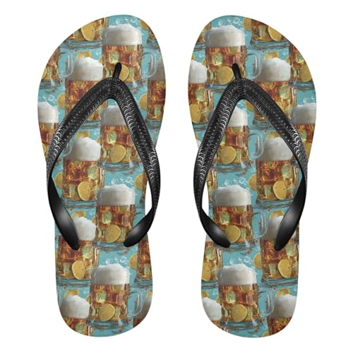 Flip Flop Sandals Beer Ice Print for Women Men Beach Outdoor XS