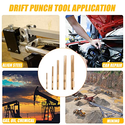5 Piece Brass Drift Punch Tool Set With 1/4 Inch 3/8 Inch 1/2 Inch 5/8 Inch 3/4 Inch Drift Punches Replace 67003-Mai 045256670034 #TOP5
